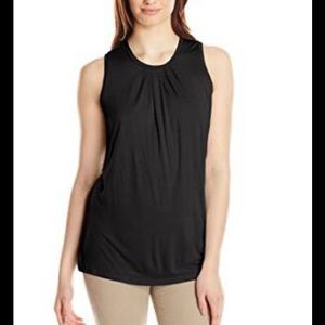 CALVIN KLEIN Womens Black Pleated Sleeveless Scoop Neck Tunic Top XS NEW
